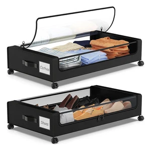 Underbed Storage Containers with Wheels Underbed Shoe Storage Organizer Rolling Under Bed Metal Drawers for Clothes Blankets