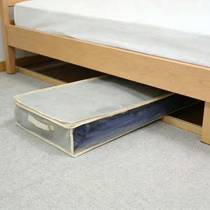 Foldable Underbed Storage Bag with Transparent Window Non-Woven Fabric Clothing Organizer for Bedroom Closet and Dorm Use