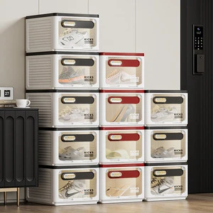 Plastic Folding Shoe Rack Transparent Shoe Storage Box Dustproof Organizer Stackable Shoe Cabinet Drawer Shoe Organizer