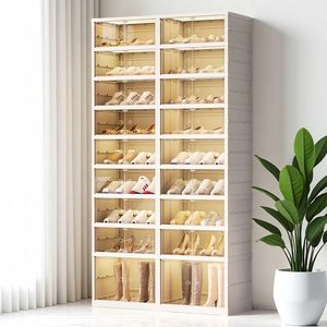 9 Tier Foldable Rectangle Shoe Rack Organizer For Closet Holds 36 Pairs Collapsible Plastic Storage Cabinet With Doors