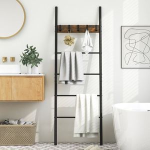 Wall Storage Decorative Blanket Holder with 5 Removable Hooks for Organizing Your Space