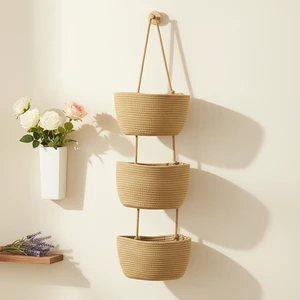 Basket with 3 Layers of Woven Storage Bags - Hanging Storage Basket for Household Kitchen - Basket for Storing Items