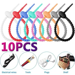 10PCS Silicone Cable Wire Organizer Winder Storage Holder Bag Ties Cord Bag Clip Food Saver Earphone Line Tidy Clips