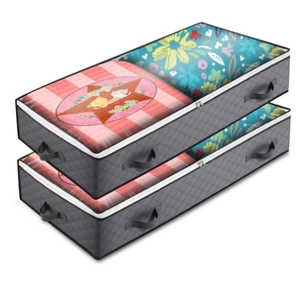 Wholesale Sturdy Structure Under Bed Storage Container Box Foldable Clothing Organizer Under Bed Organizer