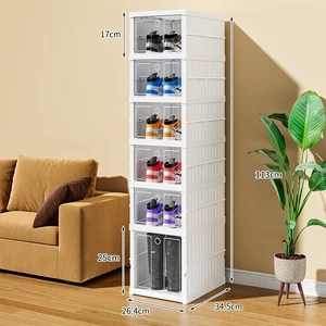 Wholesale Transparent Plastic Foldable Home Shoe Box Stackable Detachable Shoe Storage Boxing