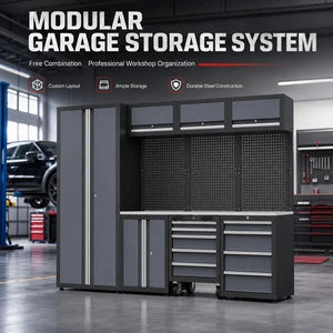 Modular Garage Storage System Professional Steel Workshop Organization Tool Cabinet Set With Workbench