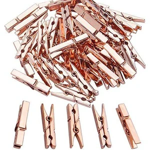 Rose Gold Plastic Photo Clip Clothespins Stylish Decorative Clamps Accessory