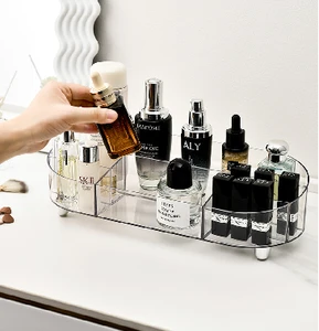 Modern Transparent PET Storage Box Cosmetic Organizer Desktop Lipstick Makeup Brush Skincare