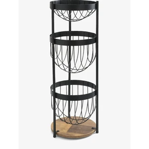 Antique Design Metal Iron Wire Basket 3 Tier Custom Shape Black Finished for Dining Table Fruits Vegetables Storage Basket