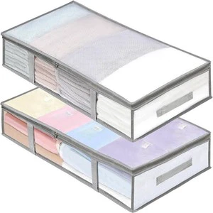 Modern 55L Square Foldable PVC Material Clothing Storage Organizer Dust Bag Quilt Under-Bed Compression Storage Set D059 Living