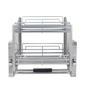 Kitchen Storage Rack Cupboard Lifting Basket Hanging Cabinet Pull-down Lifting Cabinet Storage Stainless Steel