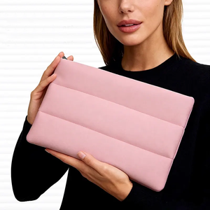 Customer Logo Neoprene Quilted Puffy Makeup Pouch Cosmetic Beauty Skincare Storage Scuba Toilet Bag with Zipper for Women