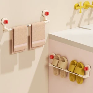 Strong Suction No Drill Foldable Plastic Suction Cup Rack Single For Bathroom Wall Hanging Towels Slippers Daily Organization