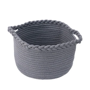 Cotton Rope Woven Braided Multifunction Storage Basket for Living Room & Bedroom Decor and Snack Storage