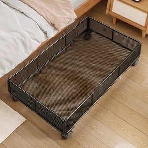 Under Bed Storage Box Rectangle Metal Mesh With Wheels Multi Purpose Organization For Bedroom Sofa TV Cabinet Shelves