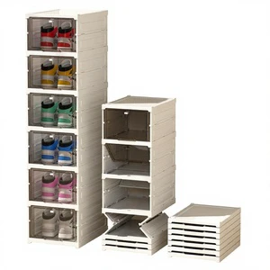 Shoe Box Storage Transparent Integrated Shoe Box Tool-Free Installation Foldable Thickened and Reinforced Storage Box
