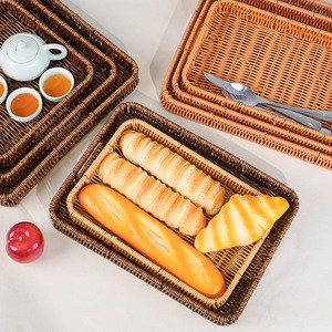 PP Japanese-style Hand-woven Supermarket Fruit Vegetable Bread Storage Basket Rectangular Tray