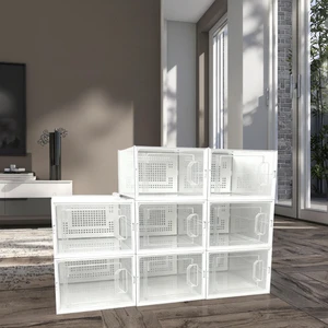 Stackable Shoe Storage Box Transparent PP Plastic Organizer Dustproof for Sneakers Sports Shoes and Home Closet Storage