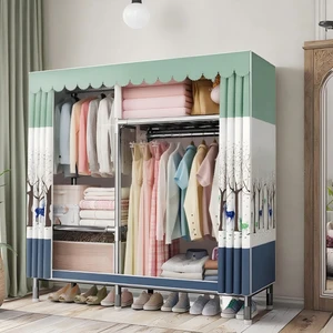 Customize Multifunctional Garment Rack Portable Closet with Cloth Cover Thicken Metal Pipes Bedroom Wardrobe Closet