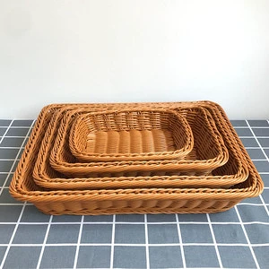 Style Woven Handcrafted Plastic Storage Basket for Household and Supermarket Use Multi-purpose Organizer