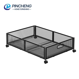 Customized Foldable Metal Under Bed Storage Box Wheel Design Easy Assembly Clothes Shoes Organizer Basket