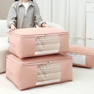 Large Capacity Thick Non-Woven Fabric Clothing Bedding Organizer Storage Bag Space-Saving Durable Breathable Portable Wardrobe