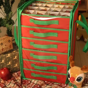 Large Capacity Christmas Ball Storage Box With Drawers clear Window Christmas Ball Storage Box