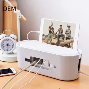 Custom Large Eco-Friendly Glossy Plastic Storage Wires Keeper Holder Cable Management Multifunction Office Desk Storage Box