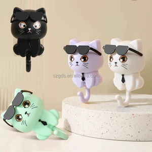 2024 New Hot Sell Creative Cute Cat Wall Hooks Creative Adhesive Hook Dorm Decor Hook