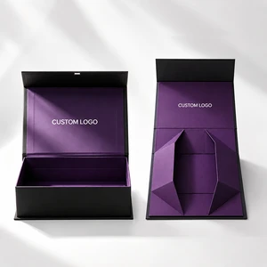 Premium Custom Logo Luxury Large Matte Rigid Paper Cardboard Black Foldable Empty Magnetic Folding Closure Gift Box Packaging