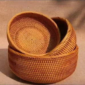 Vine Woven Fruit Basket, Food Storage Basket, High-quality Customized Size, Clothing Storage Basket, Three Piece Set Combination
