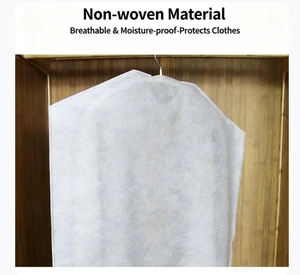 Custom Logo Printed Non-woven Garment Dust Bag Hanging Storage Protector for Suits, Coats, and Dresses Ideal for Household