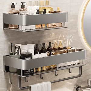 Bathroom Storage Rack, Heightened And Wall-mounted Without Drilling, For Restroom Or Washbasin, High-end Storage Shelf