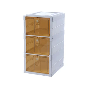 Installation-Free Shoe Storage Bin Rack with Lids Large Space for Sneakers Display Folding Shoe Storage Box