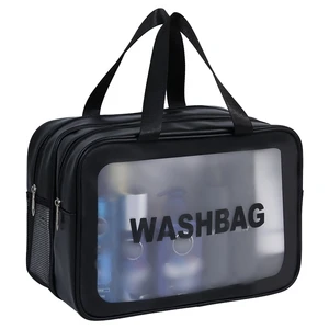 Factory Wholesale Toiletry Bag Fashionable Transparent Cosmetic Case with Zipper Closure Large Capacity Portable Storage Bag