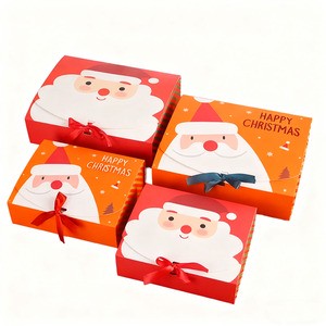 Customizable Santa Claus Christmas Gift Paper Boxes Rigid Cosmetic Use Goodies Candy Chocolate Storage for Party Supplies