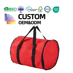 Red Cylindrical 600D Oxford Christmas Light Storage Bag With Metal Reel, Custom Wholesale For Cross-border