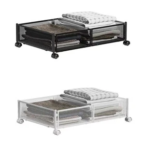 Under Bed Storage Containers With Wheels Large Metal Foldable Space-saving Under Bed Drawer for Clothes Shoes Toys