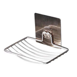 Stainless Steel Modern Hotel Soap Rack Bathroom Punch-Free Wall-Mounted Suction Cup Drain Single-Layer Storage Rack