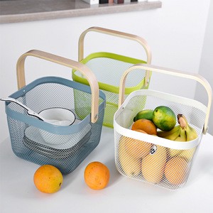 Fruit Basket Creative Iron Black Table Organizer Vegetable Mesh Bowl Kitchen Storage Metal Wire Fruit Basket