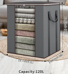 Large Capacity Quilt Blanket Storage Organizer Wardrobe Clothes Dustproof Bag With Clear PVC Window Storage Bag