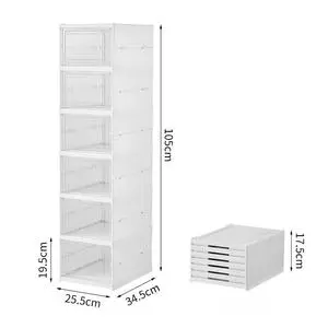 Foldable Clear Plastic Shoe Storage Boxes Stackable Sneaker Display Case with Magnetic Door for Closet Entryway