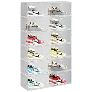 Modern Fully Transparent Multi-Layer PP Plastic Shoe Rack Thickened Magnetic Storage Box Stacked Shoe Cabinet Eco-friendly 3-6L