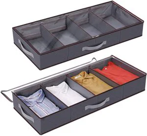 Bedroom Under the Bed Storage Box Non-woven Cloth Storage Clothes Shoes Dust and Moisture Transparent Window Storage Bag