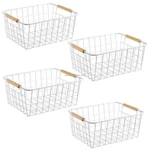 Household Organizer Decorative Iron Bread Wire Basket Handle Metal Wire Fruit Storage Basket