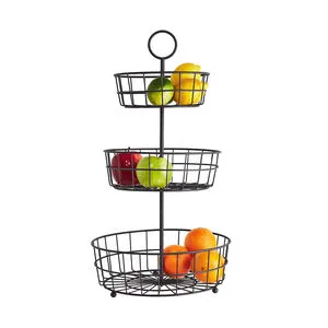 Modern Design 3-Layer Gold Metal Wire Storage Organizer Kitchen Decor Fruit Basket Food Basket