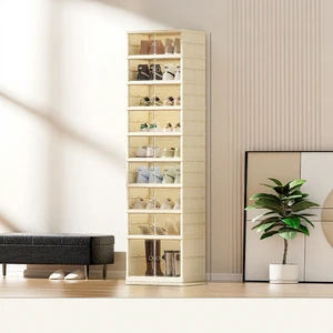Multifunctional Foldable Plastic Shoe Storage Cabinet with Transparent Magnetic Doors OEM Manufacturer for Wholesale