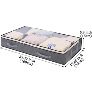 Non-Woven Clear Window Folding Bag Clothes Blanket Bedding Storage Organizer Under Bed Storage Bag