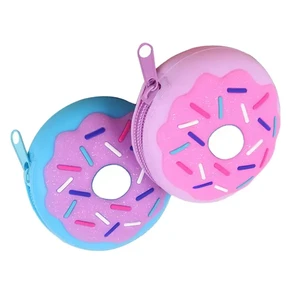 2023 New Candy Color Mini Cute Donut Bag Shape Keychain Zippy Zero Wallet Wholesale Silicone Coin Purse Customized Cartoon