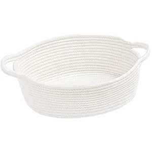 Modern Cotton Rope Woven Storage Basket with Handles for Home Organization and Decor